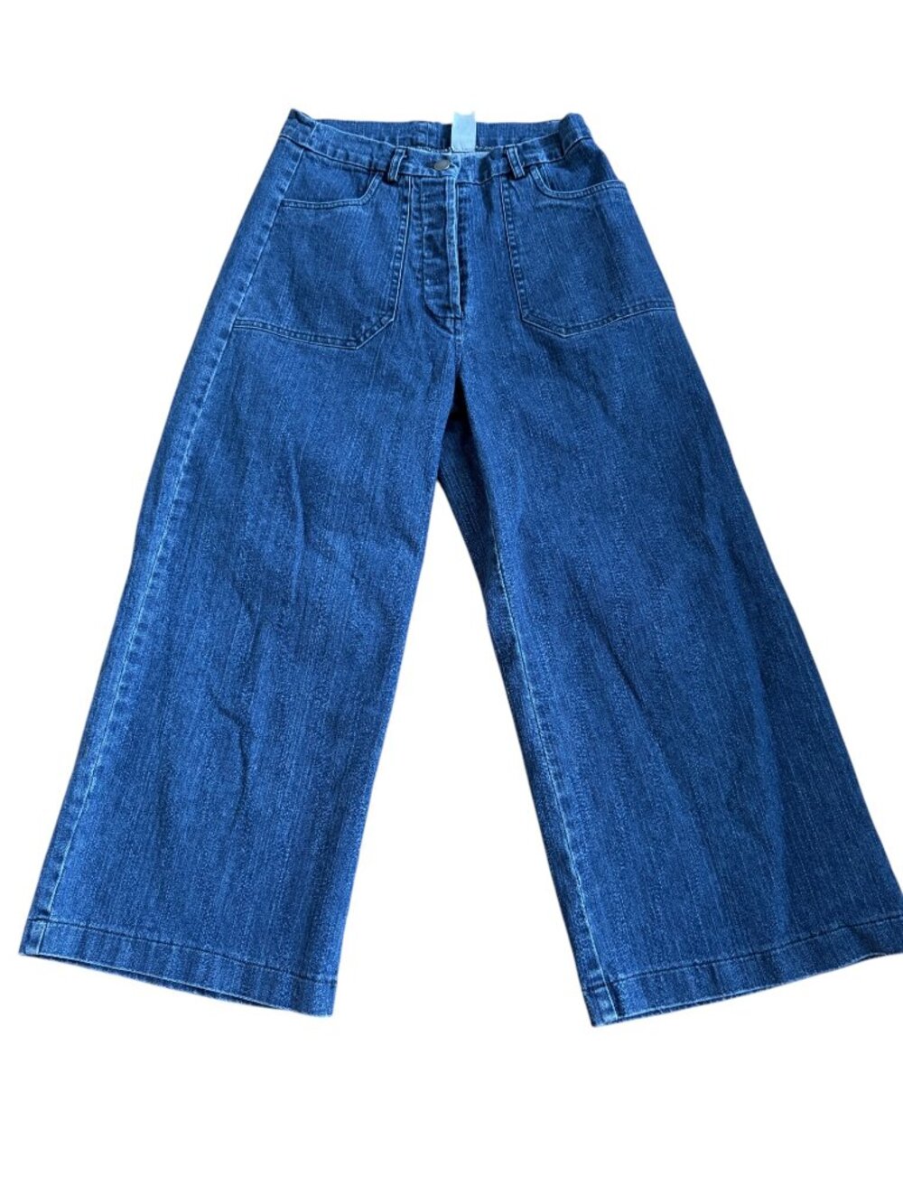 Loup Jeans Simone High Rise Cropped Wide Leg Button Fly Patch Pockets (S)